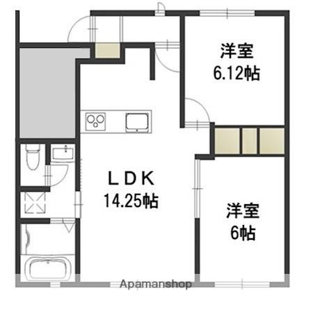 ラ・セーヌ福成 D棟(2LDK/1階)の間取り写真