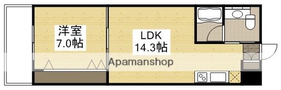 リビンコートSTUDIO伊福町(1LDK/2階)の間取り写真