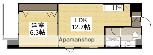 リビンコートSTUDIO伊福町(1LDK/3階)の間取り写真