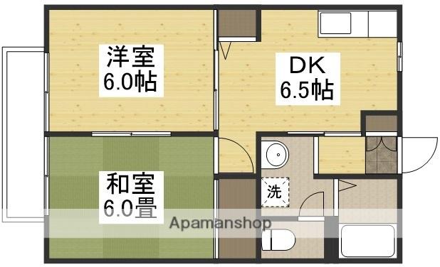スカイハイツB(2DK/1階)の間取り写真