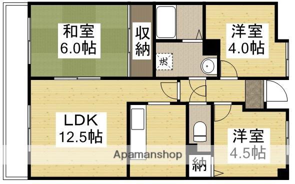 伊島第2コーポラス(3LDK/3階)の間取り写真