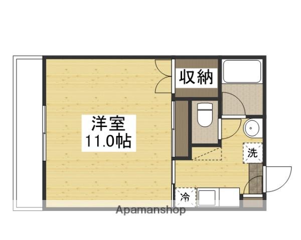 ドムスフローラF(1K/2階)の間取り写真