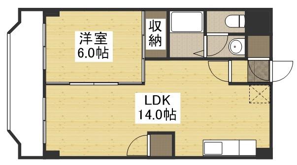 堂元ビル(1LDK/4階)の間取り写真