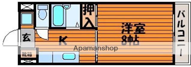 山陽本線 岡山駅 徒歩33分 5階建 築32年(1K/4階)の間取り写真