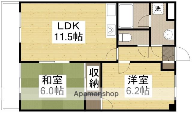ハピネス田中(2LDK/5階)の間取り写真