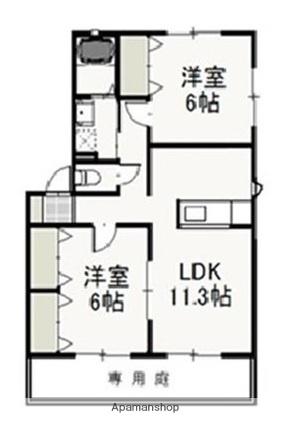 ヴァインコートC(2LDK/1階)の間取り写真