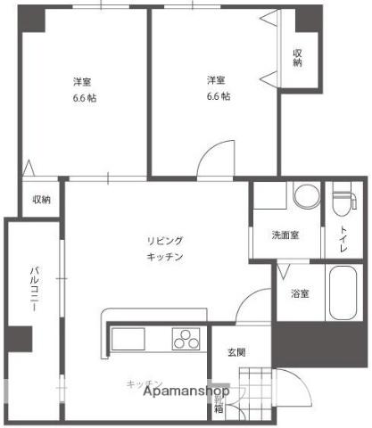 シャインブライト桑田(2DK/1階)の間取り写真