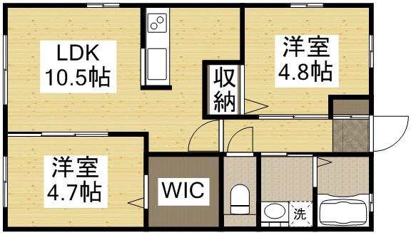 ラ・セーヌ藤崎A(2LDK/1階)の間取り写真