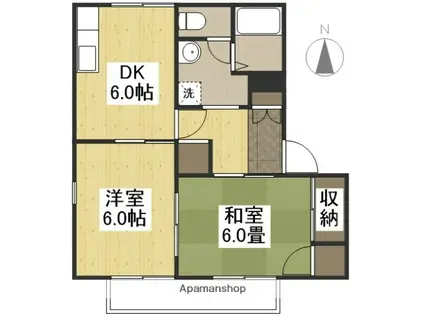 マルシンアパート C(2DK/2階)の間取り写真