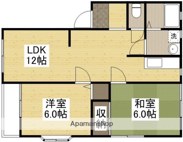 グレース松崎D棟(2LDK/1階)の間取り写真