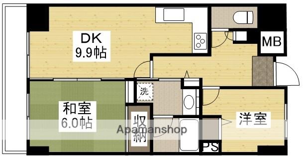 ファミールタワープラザ岡山(2DK/16階)の間取り写真