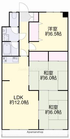コスモハイツ関(3LDK/7階)の間取り写真