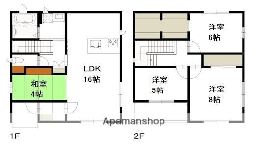 宇野線 大元駅 徒歩12分 2階建 築15年(3LDK)の間取り写真