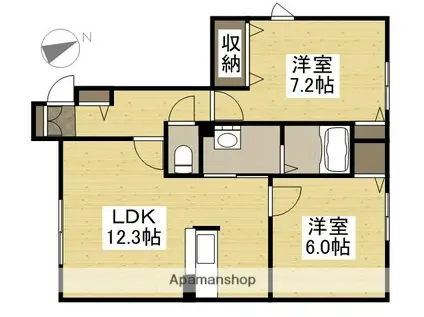 シャーメゾンMOMO(2LDK/1階)の間取り写真