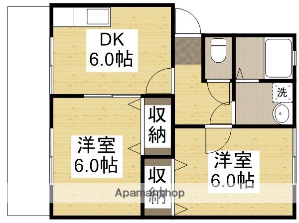 センシリティピカルⅡA(2DK/1階)の間取り写真