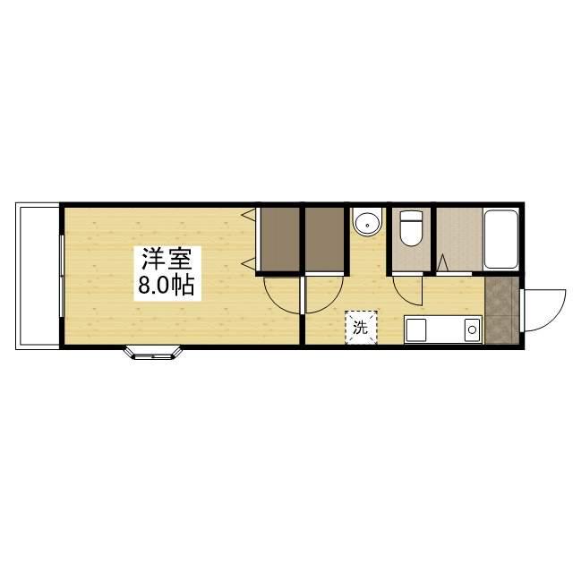 ラッキーハウス 南棟(1K/2階)の間取り写真