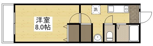 ラッキーハウス 南棟(1K/2階)の間取り写真