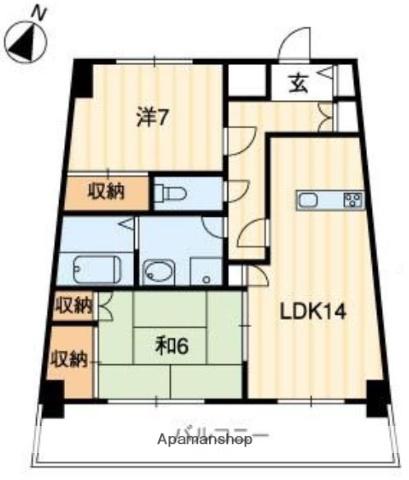 エクセルメゾン岡山(2LDK/8階)の間取り写真