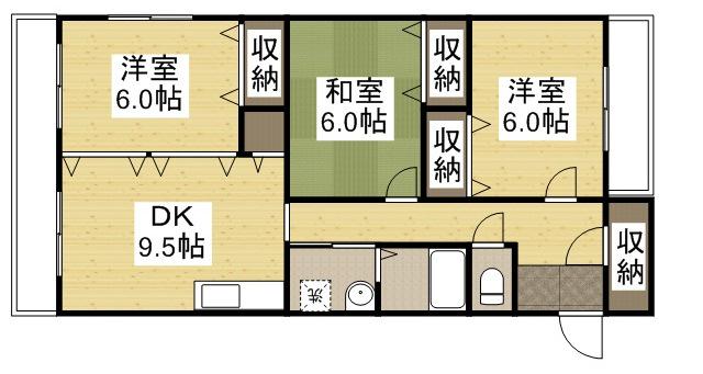 ウェルネス中仙道(3DK/5階)の間取り写真