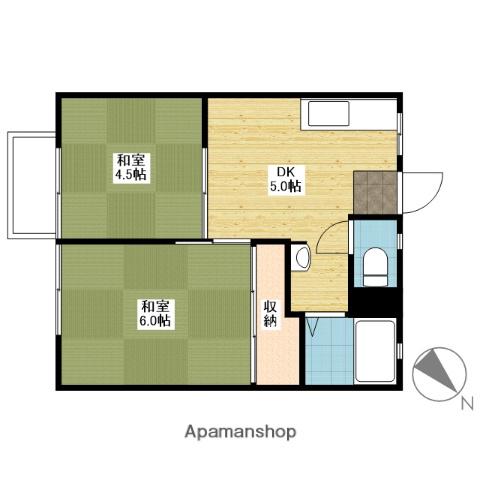 後神ハイライズC棟(2K/2階)の間取り写真