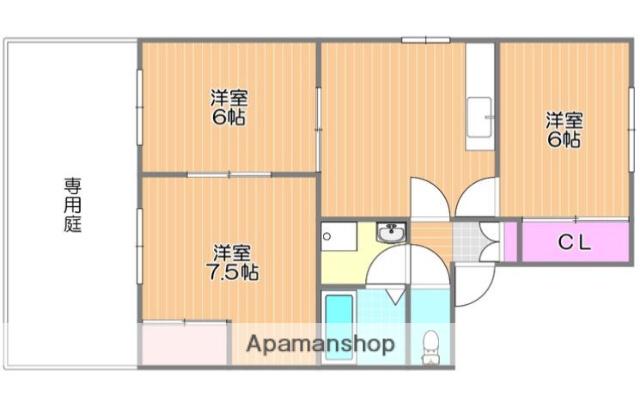コーポ高木A(3DK/1階)の間取り写真