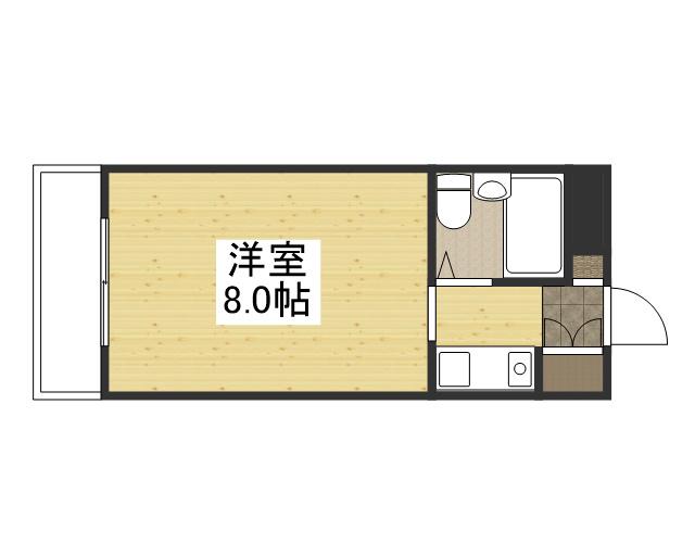 アルファ清心町1(ワンルーム/2階)の間取り写真