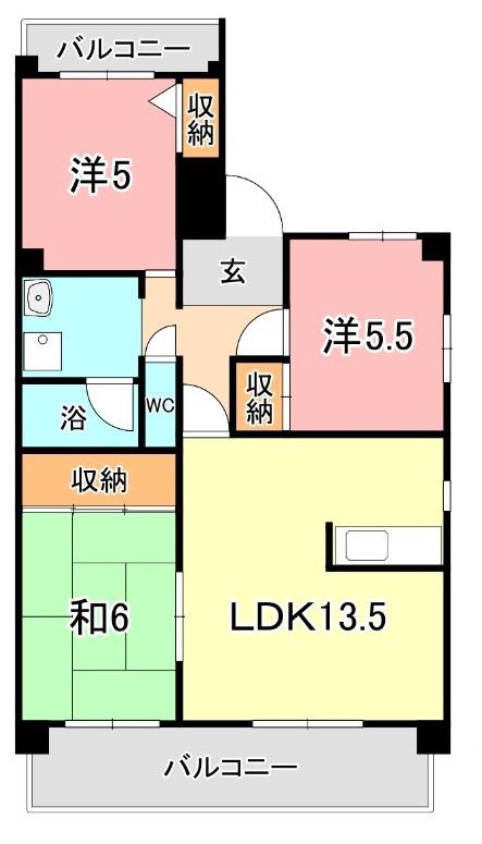 清幸マンション野田(3LDK/7階)の間取り写真