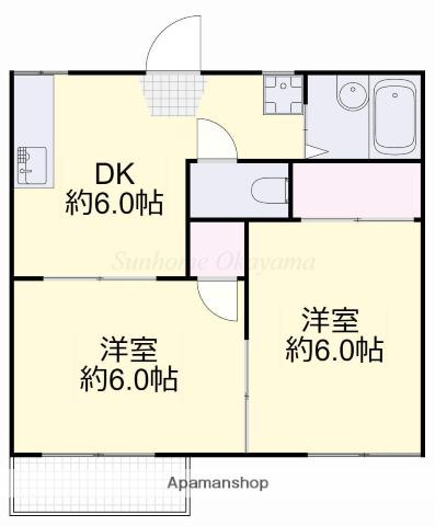ローゼハイツ(2DK/1階)の間取り写真