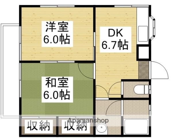 グリーンコーポ(2DK/2階)の間取り写真