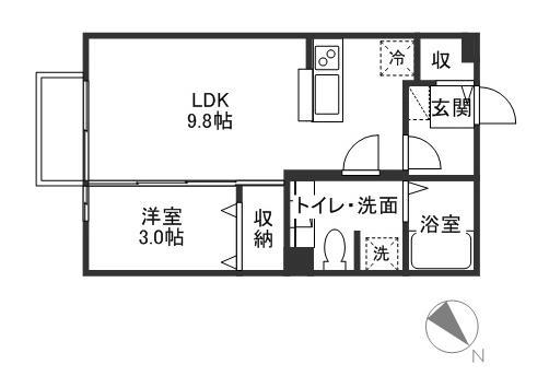 ファーストヒルズ(1LDK/2階)の間取り写真