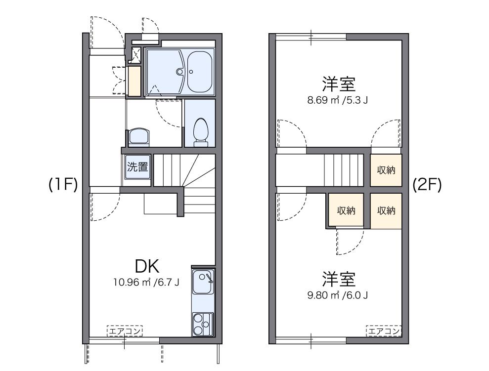 レオパレス福泊A(2DK/1階)の間取り写真