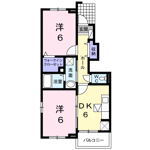 パフィオ(2DK/1階)の間取り写真