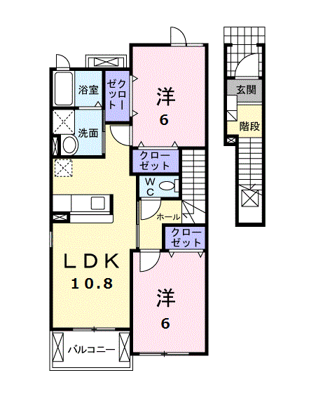 ホワイトリリーB(2LDK/2階)の間取り写真