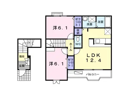 グランディールB(2LDK/2階)の間取り写真