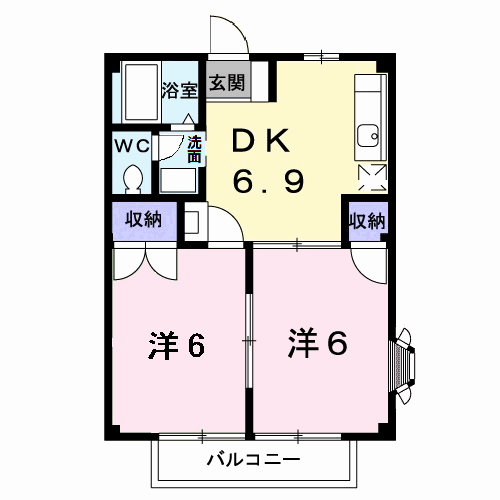 リバーサイド藤和A(2DK/2階)の間取り写真