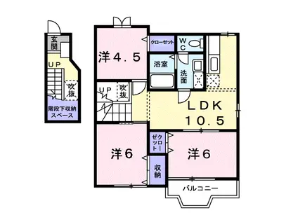 サンライズTE棟(3LDK/2階)の間取り写真