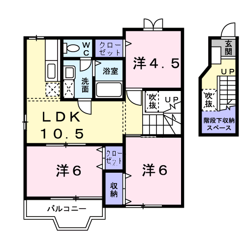 サンライズTE棟(3LDK/2階)の間取り写真