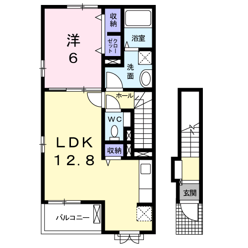 マリアージュⅡ A棟(1LDK/2階)の間取り写真