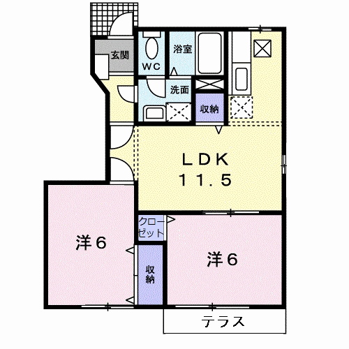 メゾン長船B(2LDK/1階)の間取り写真