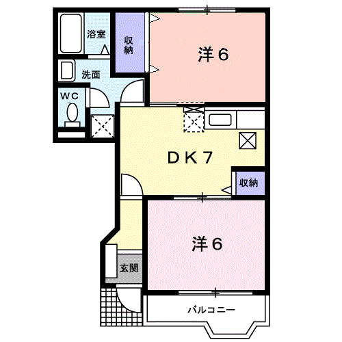 ニュークレストールビゼン(2DK/1階)の間取り写真
