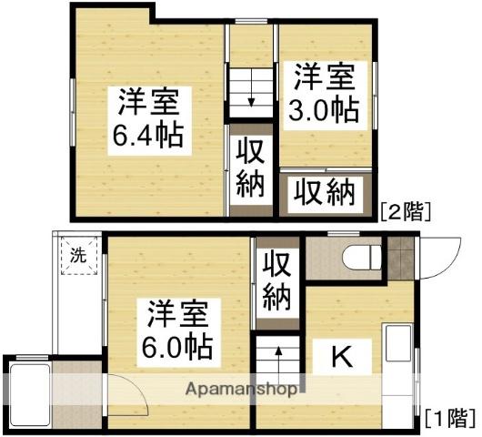 カーサ池ノ内 C棟(3K/2階)の間取り写真