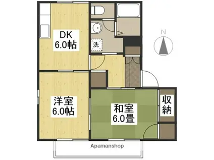 マルシンアパート D(2DK/2階)の間取り写真