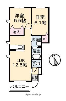 ラ・ネージュⅢ ネクスト(2LDK/1階)の間取り写真