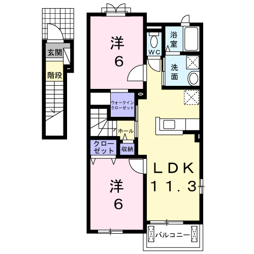 赤穂線 長船駅 徒歩22分 2階建 築12年(2LDK/2階)の間取り写真