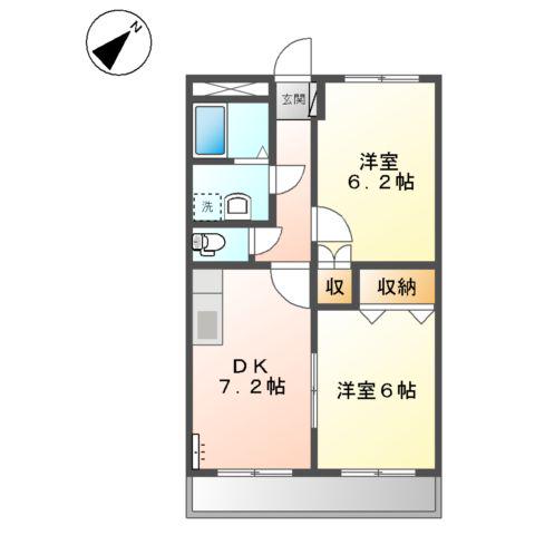 サンパティークS(2DK/2階)の間取り写真
