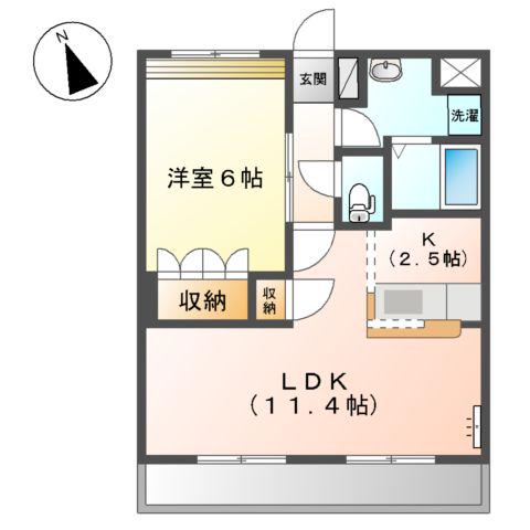 赤穂線 長船駅 徒歩13分 2階建 築18年(1LDK/1階)の間取り写真