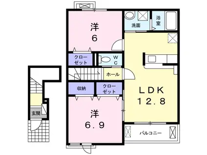 エミネンス長船 Ⅱ(2LDK/2階)の間取り写真