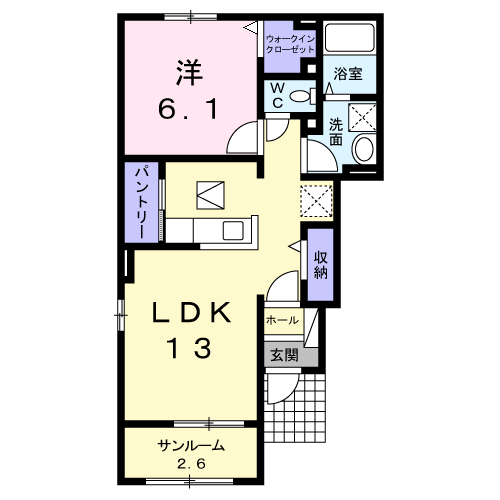 グレースフルレジデンスⅤ(1LDK/1階)の間取り写真
