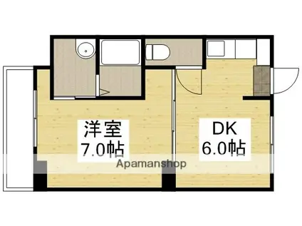 ヴィラナリー備前1号棟(1DK/3階)の間取り写真