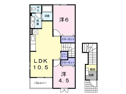 サウステ和気(2LDK/2階)の間取り写真